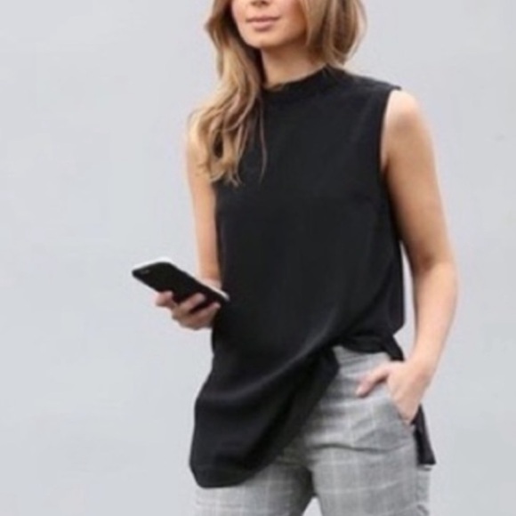 ❤️FINAL PRICE✨prologue black sleeveless mock neck textured blouse✨ - Picture 3 of 7